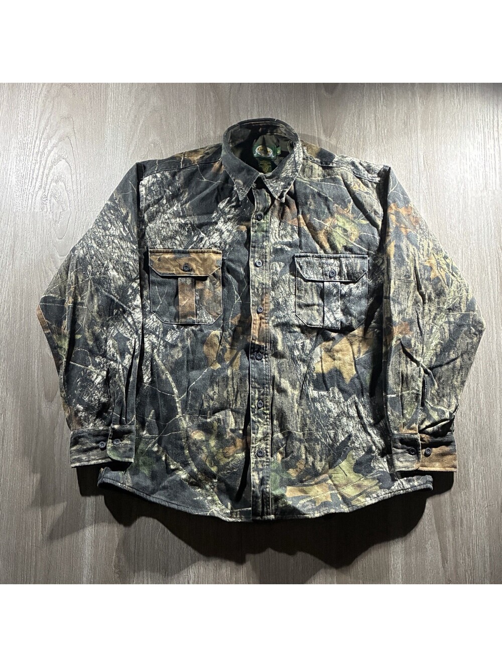 Vintage Cabela's Realtree Camo Flannel Button-Down Shirt Men’s L Hunting Outdoor